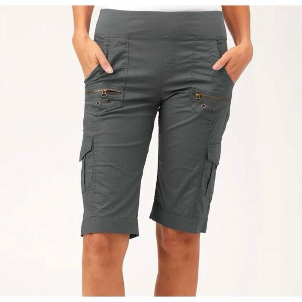 XCVI Gray Charcoal Cargo Shorts w/Tailored Fit, pockets grommet details NWT Lrg
